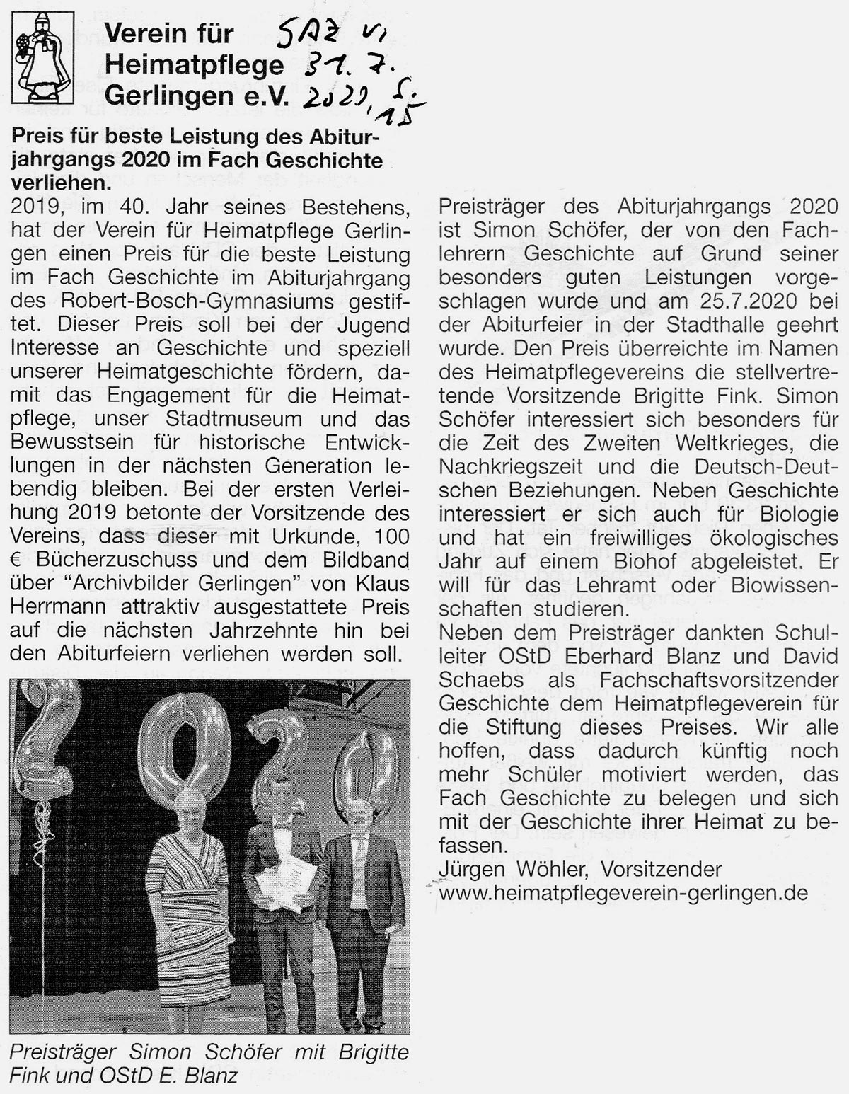 Gerlinger Anzeiger vom 31.07.2020